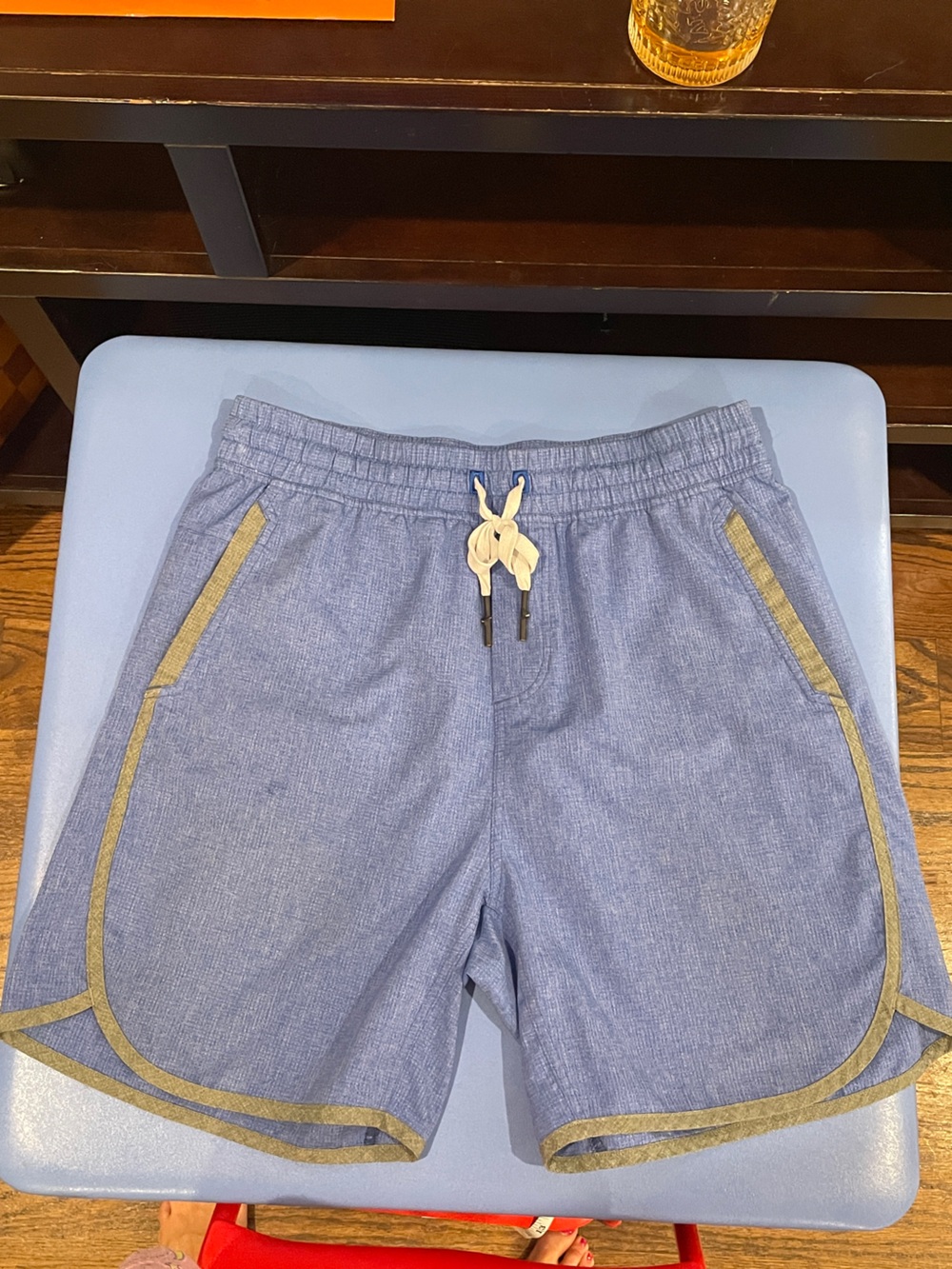 Lululemon Men's Light Blue Drawstring Shorts